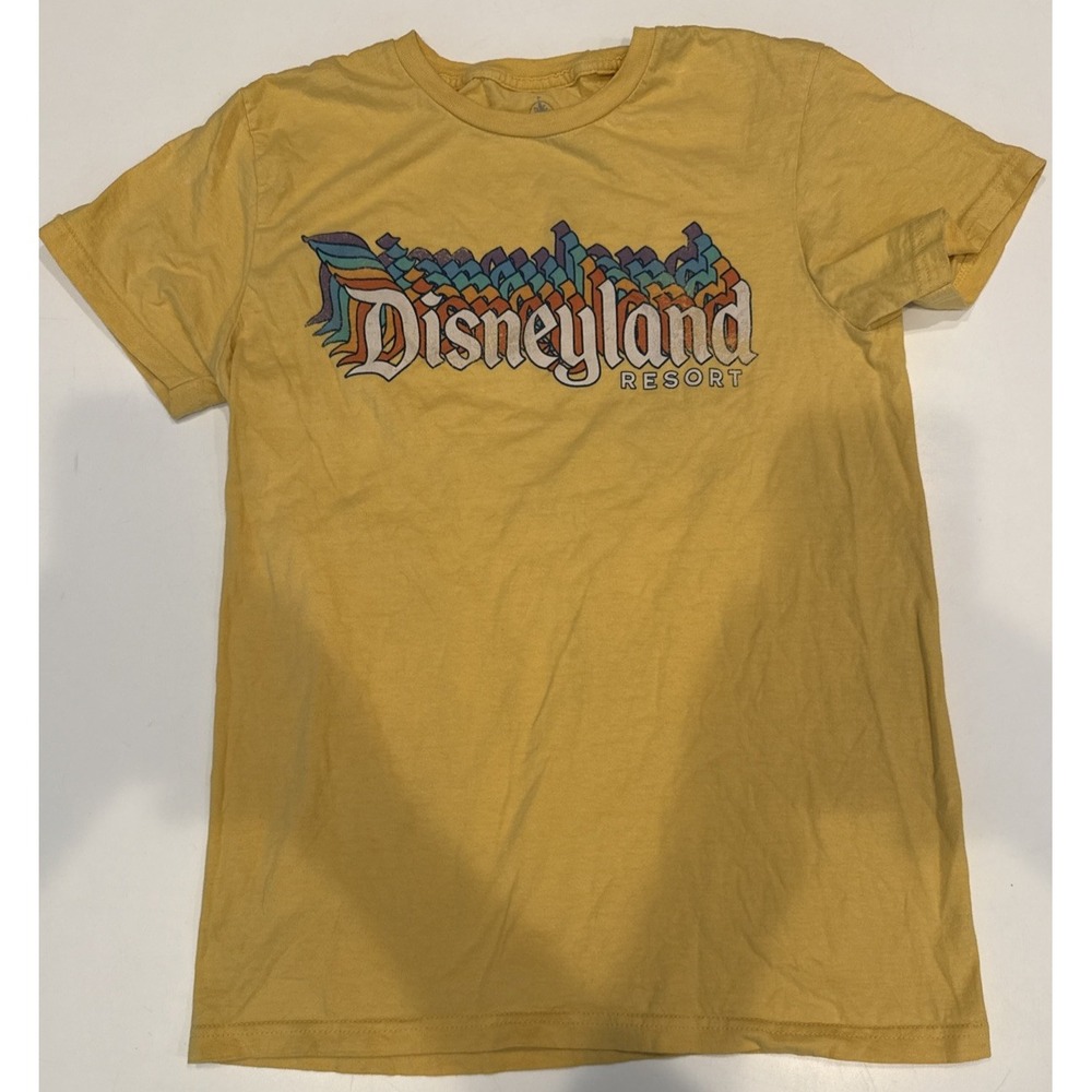 Disney Parks Disneyland Spelled-out Graphic Tee Yellow Retro Women's Size Small